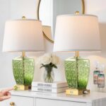 QiMH Glass Table Lamps for Living Room, Modern Bedside Lamps for Night Stands wi... - Image 2