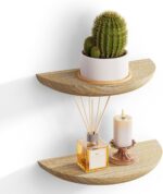 QsQueen Solid Wood Half Round Floating Wall Shelves | Elegant Floating Shelves, ... - Image 2