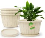 Quarut 14 Inch Plastic-Flower-Pot-for-Indoor-Plants, 4 Pack Large Outdoor Plante... - Image 2