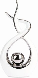 Querro Modern Abstract Ceramic Statue - Elegant White & Silver Decor for Home Li... - Image 2