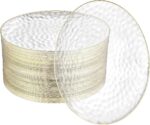 R-kay 100 Pack Clear Plastic Plates For Wedding - 10 IN Hammered Gold Rimmed Stu... - Image 2