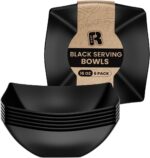 R-kay 6 Pack Black Square Plastic Serving Bowls - Black Plastic bowls 16 Oz - Di... - Image 2