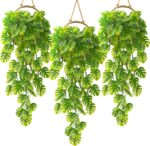 RAINFLOW 3PCS Fake Hanging Plants - 27.5" Uv Resistant Artificial Monstera Vines... - Image 2