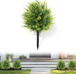 RECUTMS Artificial Green Eucalyptus Topiary Ball Tree with Ground Spike UV Resis... - Image 2