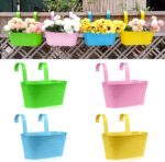 RIOGOO Flower Pots Metal Iron Hanging Flower Pots Garden Pots Balcony Planters M... - Image 2