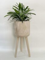 RISEON Handmade Mid Century Modern Wood Planter, Rustic Indoor Flower Pot Plant ... - Image 2
