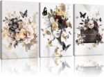 RUMSICH 3-Pcs Luxury Watercolor Floral Butterfly Canvas Wall Art Fashion Perfume... - Image 2