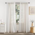 RYB HOME Sheer Curtains 108 inches Long Linen Blend Vertical Extra Long High Cei... - Image 2