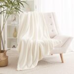 RYB HOME White Fleece Blanket for Couch, Twin Size Premium Velvet Blanket for Co... - Image 2