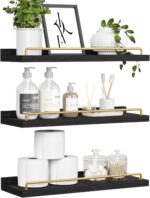 RYOFOBETTO Floating Shelves for Wall Decor, Black and Gold Shelves for Bathroom,... - Image 2