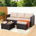 Rattan Star Patio Furniture Set 3 Piece Outdoor Sectional Sofa Set with Wicker C... - Image 2
