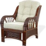Rattan Wicker Natural ECO Handmade Design Alexa Living Armchair w/Ottoman Dark W... - Image 2