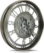 Real Moving Gears Wall Clock Large Modern Metal Clocks for Living Room Decor, In... - Image 2