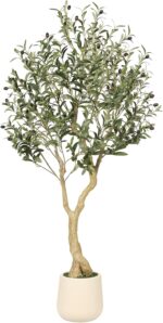 Realead Olive Trees Artificial Indoor - 5FT Faux Olive Tree with White Tall Exqu... - Image 2