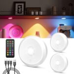 Rechargeable RGB Puck Lights with Remote, 2400mAh Battery Touch Light Magnetic P... - Image 2