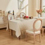 Rectangle Tablecloth 155 x 400 cm, Beige Tablecloth Linen Tablecover, Texture, L... - Image 2