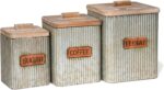 Red Co. Set of 3 Pre-Labeled Sugar, Coffee & Flour Distressed Metal Storage Cani... - Image 2