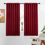 Red Curtains 63 inch Length, Burgundy Velvet Rod Pocket Panels for Bedroom, Luxu... - Image 2