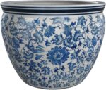 Red Lantern 14" Floral Blue & White Porcelain Fishbowl Planter or Cachepot for I... - Image 2