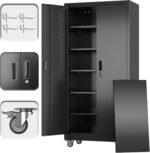 Reemoon Metal Storage Cabinet with Wheels and Pegboard, 71" Tall Garage Storage ... - Image 2