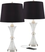 Regency Hill Luca Modern Glam Luxury Table Lamps 25.5" High Set of 2 with USB Po... - Image 2