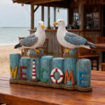 Resin Birds Statues -Welcome Sign, Seagull Nautical Decor,Indoor or Outdoor Deco... - Image 2
