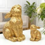 Resin Gold Bunny Decor Rabbit Figurines, Small Easter Bunny Figurine Set of 2, E... - Image 2