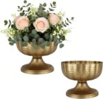 Retro Gold Vases for Centerpieces Set of 2 Brass Metal Vases for Flowers Decorat... - Image 2