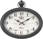 Retro Oval Wall Clock. Black Vintage Antique Style. Battery Operated Decor Wall ... - Image 2