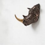 Rhino Head Wall Sculpture 3D Resin Animal Rhinoceros Statue Wall Hanging for Hom... - Image 2