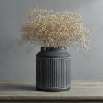 Ribbed Ceramic Vase, 7.32 Inch Dark Brown Farmhouse Vase for Pampas Grass, Rusti... - Image 2