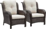 Rilyson Outdoor Wicker Patio Chairs Set of 2: Rattan Dining Chairs Porch Chairs ... - Image 2
