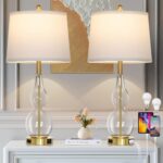 Rinweey 27.5" Clear Glass Table Lamp Set of 2,3-Way Dimmable Touch Control Bedsi... - Image 2