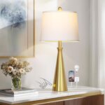 Rinweey 28" Modern Gold Touch Table Lamp for Living Room,Gold Bedside Lamps with... - Image 2