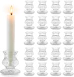 Romadedi Glass Candle Holder for Candlestick - 20 Pcs Clear Small Tapered Candle... - Image 2
