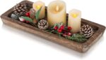 Romadedi Wooden Decorative Tray Candle Holder - Wood Long Narrow Tray Home Decor... - Image 2