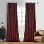 Roslynwood Luxury Soft Ruby Wine Velvet Curtains 84 inches Long Back Tab Thermal... - Image 2