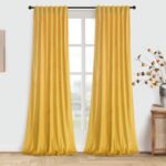 Roslynwood Luxury Soft Warm Yellow Velvet Curtains 84 inches Long Back Tab Therm... - Image 2