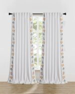 Roslynwood Luxury Velvet Curtains Back Tab 96 Inches Long, Colorful Flower Embro... - Image 2