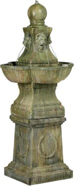 Royal Lion 54" High Large Italian Outdoor Decor Faux Stone Floor Fountain Standi... - Image 2