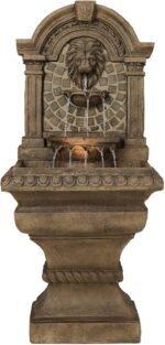Royal Lions Head 51" High Large Italian Outdoor Decor Faux Stone Floor Fountain ... - Image 2
