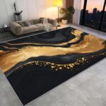 Rugs 2x3 Black Gold Marble Area Rug, Gilded Abstract Marble Rugs, Modern Luxury ... - Image 2