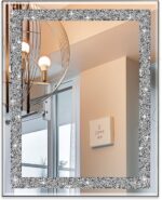 Ruomeng Rectangular Wall Mirror, 16" x 20", Crystal Crush Diamond, Bathroom, Ent... - Image 2