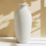Rustic Ceramic Threaded White Vase, 14.4" H Tall Vases for Centerpieces,Handmade... - Image 2