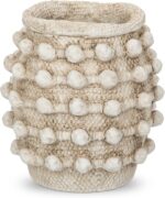Rustic Farmhouse Vase, Boho Beige Vase for Pampas Grass Small Textured Knotted V... - Image 2