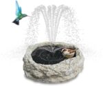 SAC SMARTEN ARTS Solar Fountain for Bird Bath with Solar Panel Resin Granite Roc... - Image 2