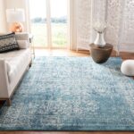 SAFAVIEH Area Rug 8x10 - Evoke Collection - Large - Blue & Ivory, Distressed Des... - Image 2