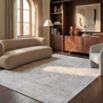 SAFAVIEH Area Rug 8x10 - Evoke Collection - Large - Ivory & Taupe, Distressed De... - Image 2