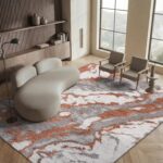 SAFAVIEH Area Rug 8x10 - Horizon Shag Collection - Large - Grey & Rust, Modern D... - Image 2