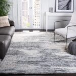 SAFAVIEH Berber Shag Collection 8' x 10' Ivory/Grey BER273A Modern Abstract Non-... - Image 2